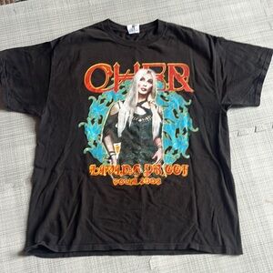 Cher Mens L Cher Tour 2002 Living Proof Farewell Double Sided Black T Shirt Vtg
